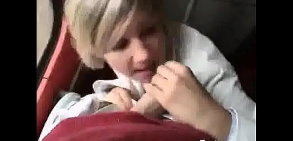  Extremely Cute Girl Secretly Giving A Blow Job On A Train
